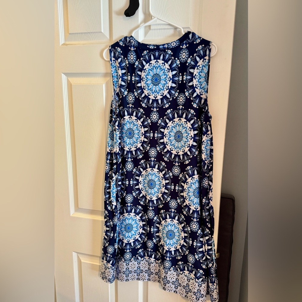 B-Design Blue and White Patterned Dress - Picture 2 of 6
